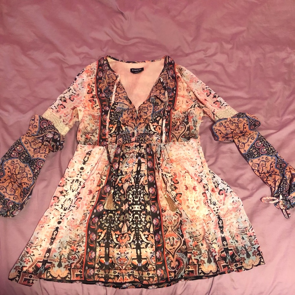 Bebe Pink and White Short Dress